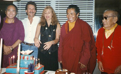 His Eminence, Khenchen Palden Sherab Rinpoche, Ven Khenpo Tsewang, Jonathan and Nancy Ash from their private collection